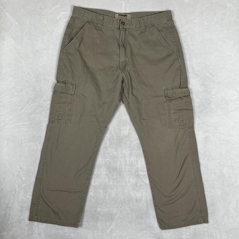Wrangler Authentics Cargo Pants Mens 36x29 Brown Relaxed Fit Canvas Utility